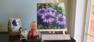 Print of a watercolor illustration of asters